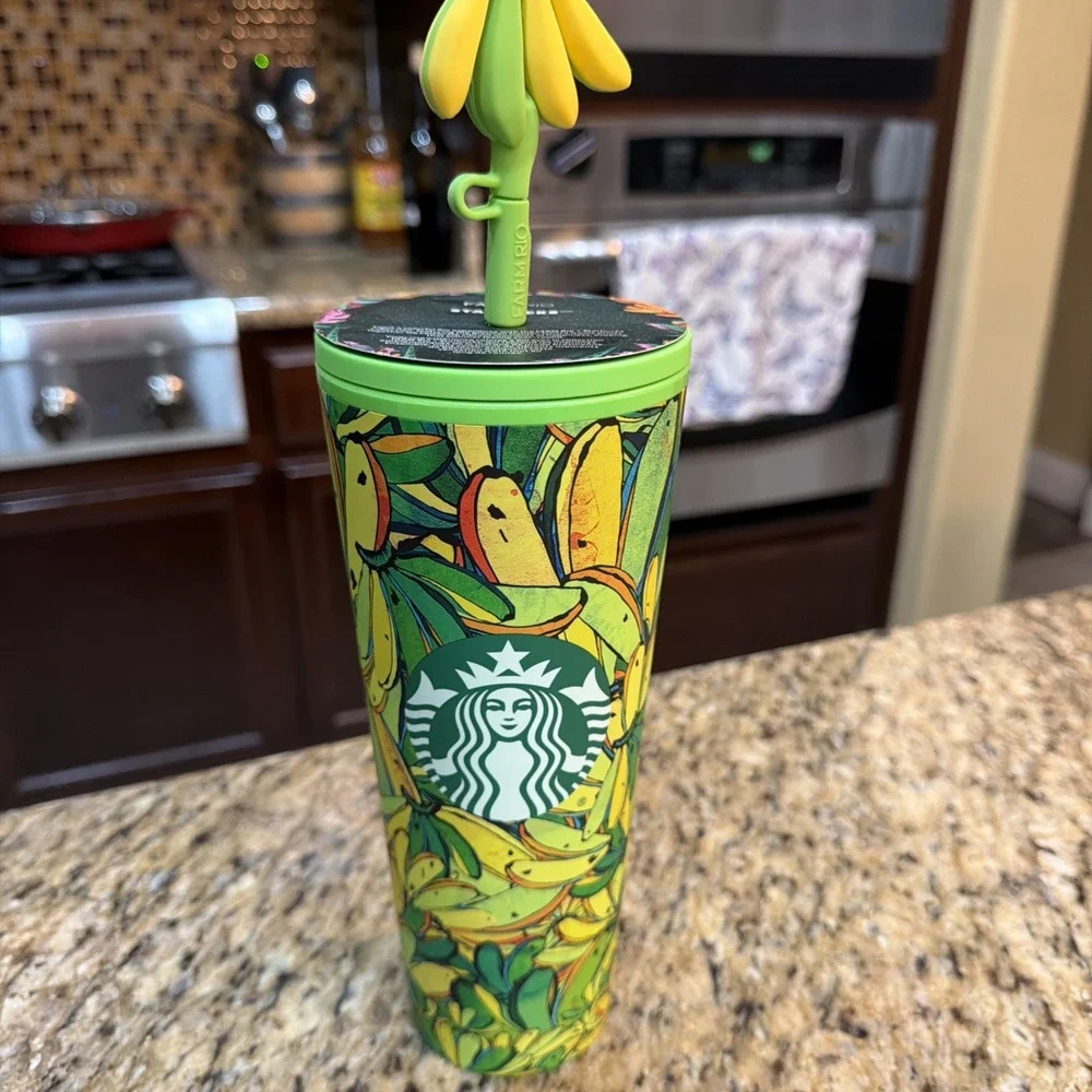 Starbucks x Farm Rio 24 Oz Tropical Yellow Green Bananas 2025 Cold Cup w/ Straw